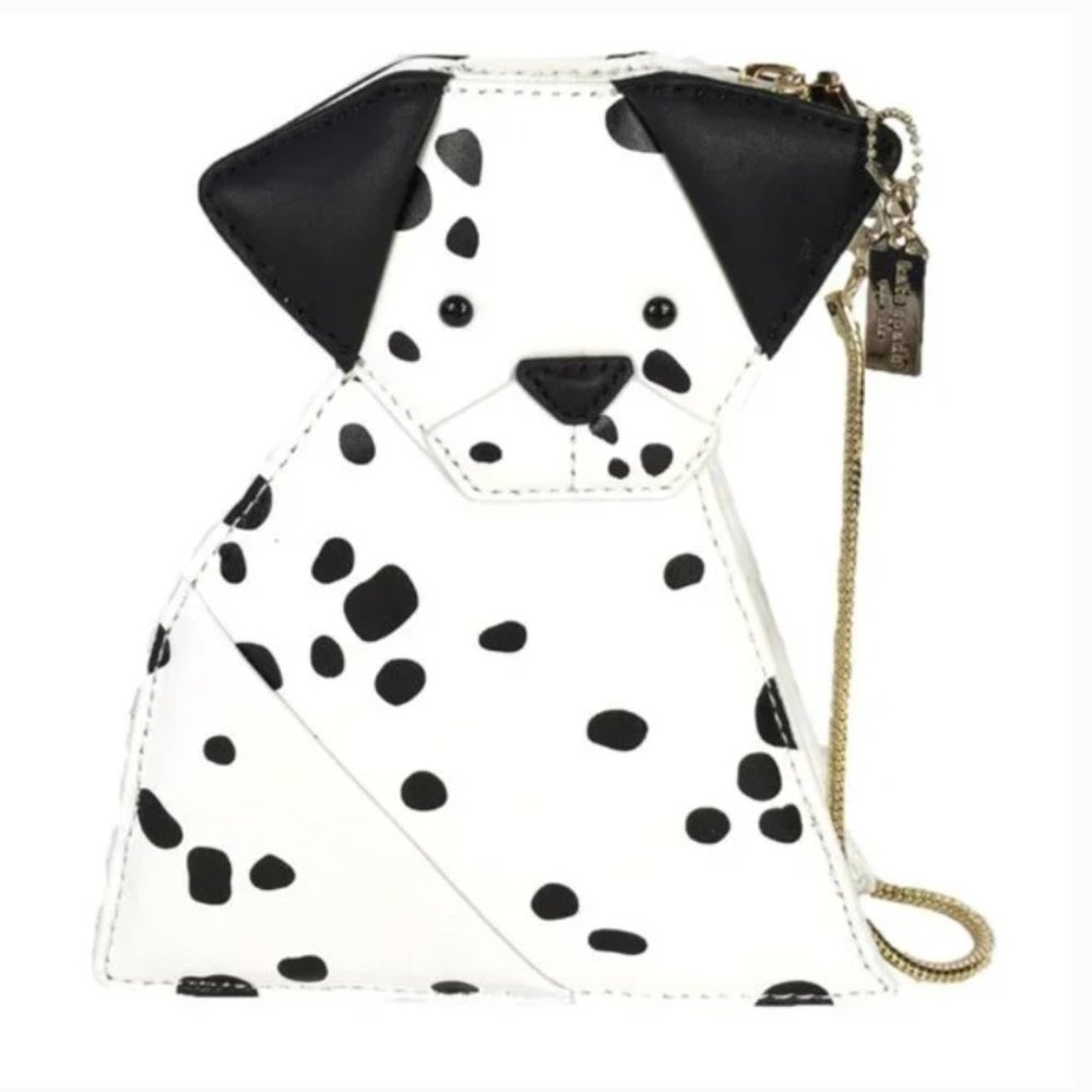 Kate Spade Origami Dalmatian Dog Leather Clutch bag purse MORE PHOTOS!